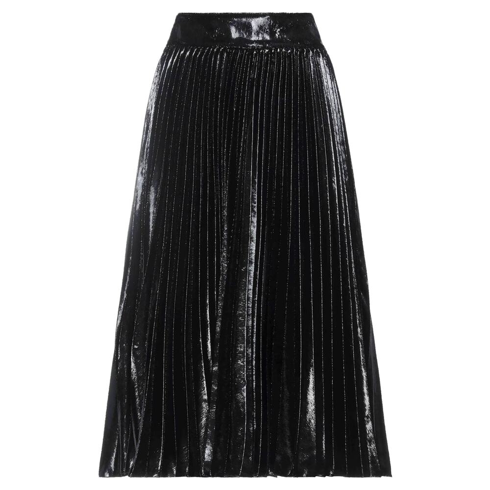 NWT Dolce & Gabbana Black Pleated Midi Skirt in Flowing Lamé Velvet  IT 40 US S - Picture 2 of 13
